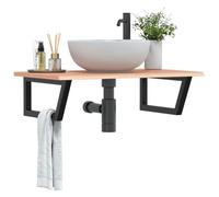Frdhee Muebles de baño, tapa de tocador con soporte de acero y madera maciza de roble con armario inferior para baño, salón, comedor, cocina