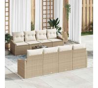 Frdhee Muebles de jardín, juego de muebles de salón, sofá, sofá de jardín, 9 unidades, color beige y crema, 55 x 55 x 37 cm, para casas de vacaciones, pensiones, salas de relajación públicas