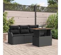 Frdhee Muebles de jardín Loungesofa,Garten-Sofa-Set con cojines 5 pcs Negro 100 x 55 x 73 cm, Gartenmöbel für Balkone,Innenhof und Terrasse