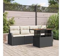 Frdhee Muebles de jardín Loungesofa,Garten-Sofa-Set con cojines 5 pcs Negro y Crema,Gartenlounge para patios traseros Terraza Poolränder