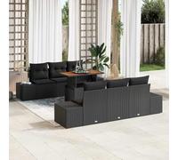 Frdhee Muebles de jardín, muebles de balcón, tumbona, sofá de salón, jardín, 7 unidades, negro y marrón, 100 x 55 x 73 cm, para casas de vacaciones, pensiones, salas de relajación públicas