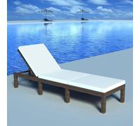 Frdhee Muebles de terraza, tumbona con cojín de polirratán marrón, silla de playa plegable para balcón, terraza, jardín