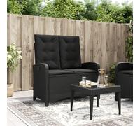 Frdhee Pequeño Banco De Jardín Banco De Madera, Sillón reclinable de jardín con Cojines ratán sintético Negro Bancos para Piscina, Terraza, Patio, Jardíns