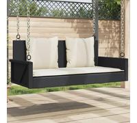 Frdhee Pequeño Bancos De Jardín Banco De Madera, Banco Columpio con Cojines Negro 119x56x48 cm ratán sintético Bancos para Piscina, Terraza, Patio, Jardíns
