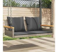 Frdhee Pequeño Bancos De Jardín Banco De Madera, Banco Columpio con Cojines ratán sintético Gris 109x62x40 cm Bancos para Piscina, Terraza, Patio, Jardíns