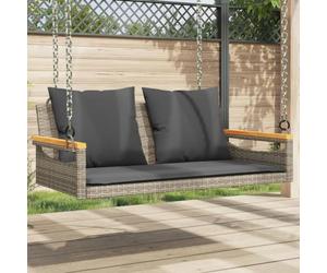 Frdhee Pequeño Bancos De Jardín Banco De Madera, Banco Columpio con Cojines ratán sintético Gris 109x62x40 cm Bancos para Piscina, Terraza, Patio, Jardíns