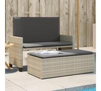 Frdhee Pequeño Bancos De Jardín Banco De Madera, Banco de jardín con Cojines y reposapiés ratán sintético Gris Bancos para Piscina, Terraza, Patio, Jardíns