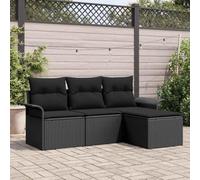 Frdhee Pequeño sofá de terraza, sofá de jardín, juego de 4 unidades, color negro, 55 x 55 x 37 cm, polirratán para salón, dormitorio, habitación pequeña
