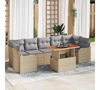 Frdhee Salón de jardín, muebles de balcón, tumbona, moderno sofá tapizado, juego de sofá de jardín con cojín, 8 piezas, beige y gris claro, para terraza, pensiones, salas de relajación públicas