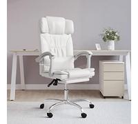 Frdhee Silla de oficina para juegos, con función de masaje, color blanco, piel sintética, para oficina, oficina en casa y estudio
