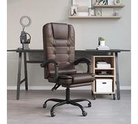 Frdhee Silla de oficina para juegos, con función de masaje, color marrón, piel sintética, para oficina, oficina en casa y estudio