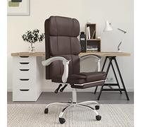 Frdhee Silla de oficina para videojuegos, silla de oficina con función reclinable, color marrón, piel sintética, silla de escritorio para oficina, oficina en casa y estudio