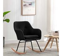 Frdhee Silla de relax para sala de estar, mecedora, silla mecedora, tela negra, para jardín, dormitorio, salón, esquina, porche