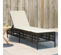 Frdhee Sillas de jardín, tumbona con cojín marrón de poliratán, tumbona plegable para balcón, terraza, camping