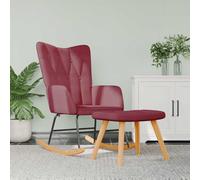 Frdhee Sillón balancín de lactancia, silla de relax para salón, mecedora con taburete, tela burdeos, para jardín, dormitorio, salón, esquina, porche