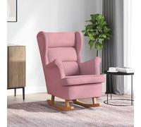 Frdhee Sillón de lactancia mecedora para interior de televisión, mecedora, sillón con orejas de terciopelo rosa y madera maciza, para jardín, dormitorio, salón, esquina, porche