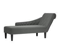 Frdhee Sillón de relajación, chaise longue con cojín y reposabrazos derecho, tela gris oscuro, para salón, dormitorio, cine en casa, habitación de invitados
