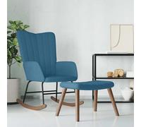 Frdhee Sillón mecedora con taburete de terciopelo azul, para jardín, dormitorio, salón, esquina, porche