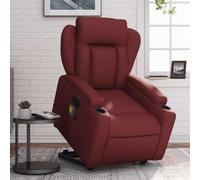 Frdhee Sillon Relax Reclinable Butaca Dormitorio, Sillón reclinable de Masaje de pie Cuero Artificial Rojo Tinto Sillón Reclinable para Sala de Estar, Moderna