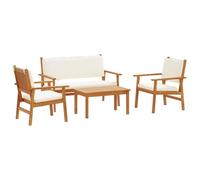 Frdhee Sofá cama muebles de balcón, juego de sofá de jardín, 4 piezas, marrón, 75 x 45 x 38 cm, madera maciza de acacia, para salón, dormitorio, habitación pequeña