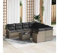 Frdhee Sofá cama muebles de balcón, juego de sofá de jardín con cojines 9 piezas gris 55 x 55 x 37 cm para sala de estar, dormitorio, habitación pequeña