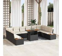 Frdhee Sofá de jardín, muebles de balcón, sofá de salón, zona de estar, jardín comedor, 11 unidades, negro y beige, 100 x 55 x 73 cm, para terraza, pensiones, salas de relajación públicas