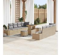 Frdhee Sofá de jardín, sofá de jardín, muebles de terraza, muebles de balcón, balcón pequeño, sofá de jardín, juego con cojín con cojín, 11 unidades, beige y gris claro, estilo moderno para interior y