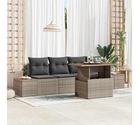 Frdhee Sofá de jardín, sofá, sofá de salón, tumbona de jardín, juego de comedor 5 unidades, gris y marrón, 100 x 55 x 73 cm, para entorno de piscina, pensiones, salas de relajación públicas