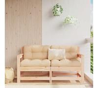 Frdhee Sofá esquinero pequeño grupo de bancos de esquina, sillas de jardín con cojín, 2 unidades, madera maciza de pino, sofá exterior para balcón, terraza, zona de piscina