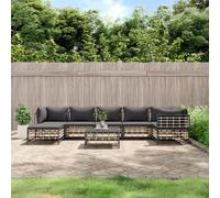 Frdhee Sofá juvenil de jardín, 8 piezas, juego de salón de jardín con cojines antracita de poliratán para salón, dormitorio, habitación pequeña