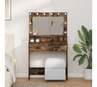 Frdhee Tocador Vanity Table Tocador, tocador de roble ahumado 79 x 41 x 135 cm de material de madera, mesa de vestir para el dormitorio, se puede montar rápidamente