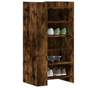Frdhee Zapatero con puertas giratorias de madera de roble ahumado, 52 x 37,5 x 100 cm, para pasillo, entrada, diseño espacioso y sin embargo que ahorra espacio