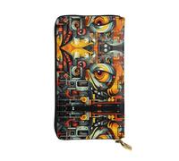 Freak - Cartera larga de cuero, portatarjetas de crédito, monedero con cremallera y compartimento para identificación