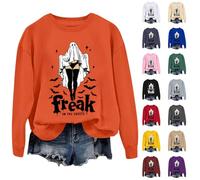 Freak In My Sheet - Sudadera de Halloween para mujer, camisetas divertidas de fantasma, tallas grandes, disfraces de Halloween, camisetas de manga larga aterradoras, sin botones, holgada, ropa de