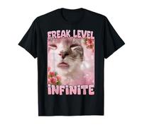 Freak Level Infinito Divertido Tonto Gato Meme Brainrot Raro Camiseta