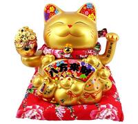 Freak Scene Agitando Gato Chino Maneki-Neko Porcelana 21cm Gato Saludando Oro Lucky Cat