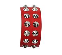 Freak Scene Brazalete Cuero con 2-Fila de Remaches conicos - Rojo