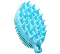 FREATECH Cepillo de Cuerpo de Silicona de 2 Caras para Limpieza de Piel y Cabello, 2 en 1 Baño Ducha Cuerpo Cepillo y Champú Cepillo Cuero Cabelludo Masajeador Exfoliante, Fácil de Limpiar, Azul Claro