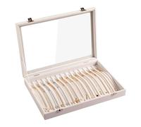 Frebeauty 15 Ganchos Collar Bandeja Terciopelo Collar Organizador con Tapa Transparente Collar Portacollares Caja Organizador de Joyería Collar Bandeja de Joyería(Beige)