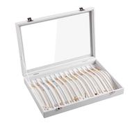 Frebeauty 15 Ganchos Collar Bandeja Terciopelo Collar Organizador con Tapa Transparente Collar Soporte Caja Organizador de Joyería Collar Bandeja de Joyería(blanco)