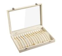 Frebeauty 15 ganchos para collar, bandeja de terciopelo para cuello, organizador con tapa transparente, soporte para collar, caja de joyas, organizador para colgantes, collares, bandeja de joyas para