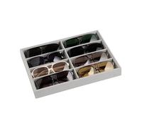 Frebeauty Caja de terciopelo para guardar gafas de sol, bandeja con 11 cajones, ideal para hombres y mujeres(Gris)