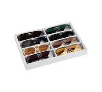 Frebeauty Caja de terciopelo para guardar gafas de sol, bandeja con 12 cajones, ideal para hombres y mujeres(Blanco)