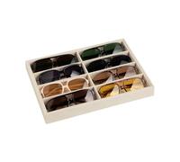 Frebeauty Caja de terciopelo para guardar gafas de sol, bandeja con 9 cajones, ideal para hombres y mujeres(Beige)