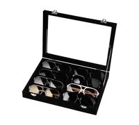 Frebeauty Caja para guardar gafas de sol, bandeja para gafas de sol de 9 ranuras con tapa transparente, unisex(Nergo)