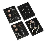 Frebeauty Juego de bandejas pequeñas para joyas, bandeja organizadora de joyas de terciopelo apilable, mini organizador de cajones de joyas, insertos de cajón, 4.92 x 3.74 x 0.9 pulgadas, organizador