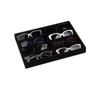 Frebeauty Organizador de terciopelo, bandeja de terciopelo para gafas, bandeja para gafas de sol con tapa transparente, funda para gafas de sol, bandeja de exhibición de gafas de sol, Negro oscuro.,