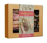 Frech Topp - Juego de accesorios para macramé (incluye cepillo de alambre de macramé y tabla para anudar), color rosa y natural