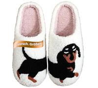 frechdachshund Zapatillas de estar por casa de perro salchicha, pantuflas mullidas para mujer, invierno, antideslizantes, para mujer, felpa, para mayor calidez y comodidad, Blanco, 42/43 EU