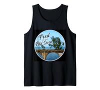 Fred en el Viejo Siete, árbol, Puente de 7 Millas Marathon Keys Camiseta sin Mangas